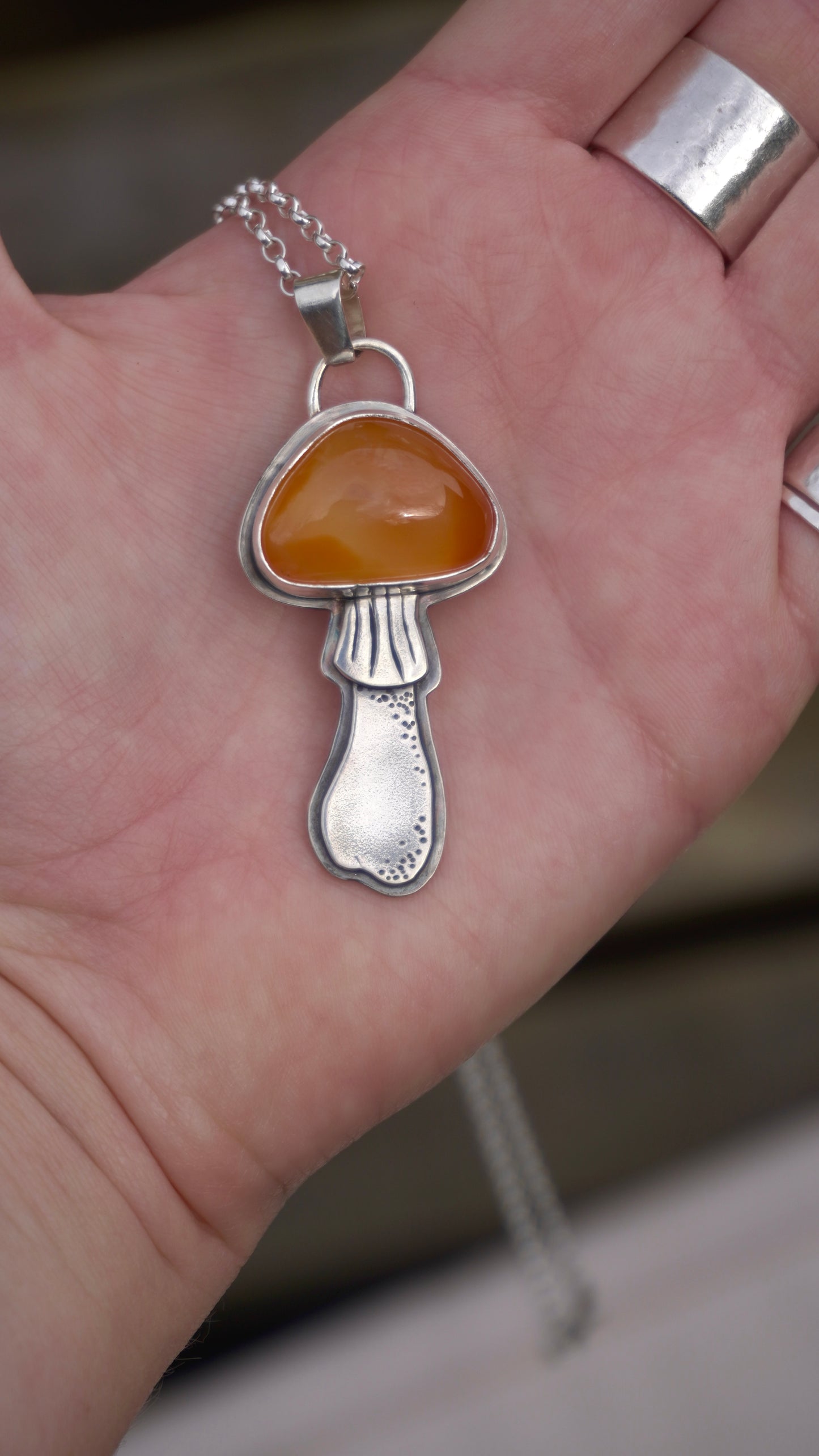 Carnelian Mushroom Pendant