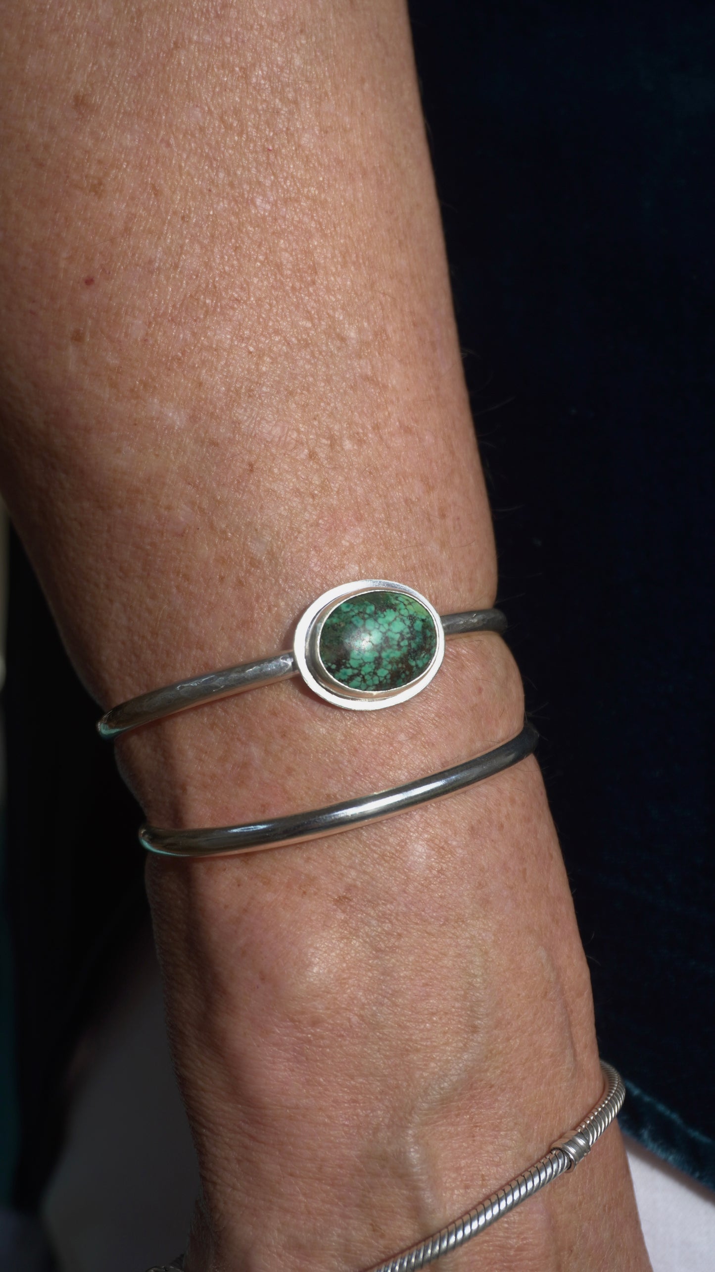 Tibetan Turquoise Hammered Cuff