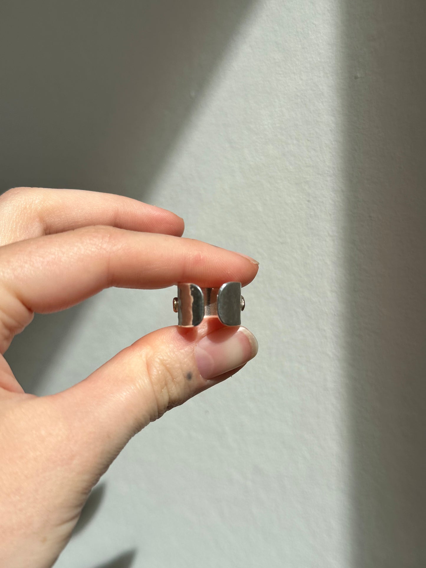 Adjustable Aventurine Ring - Silver + Brass