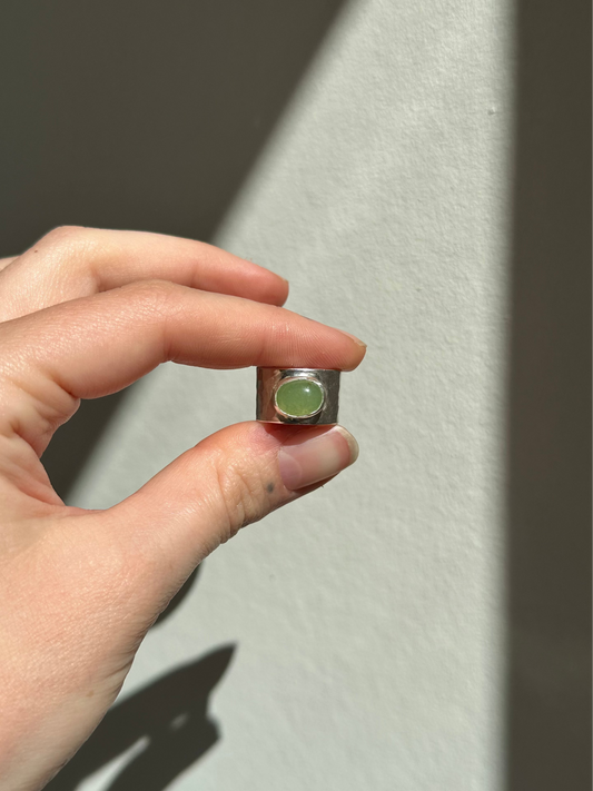Adjustable Aventurine Ring - Silver